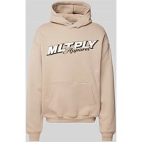 Multiply Apparel Oversized Hoodie mit Label-Print in Beige, Größe S von Multiply Apparel