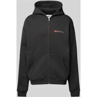 Multiply Apparel Oversized Sweatjacke mit Label-Print in Black, Größe L von Multiply Apparel