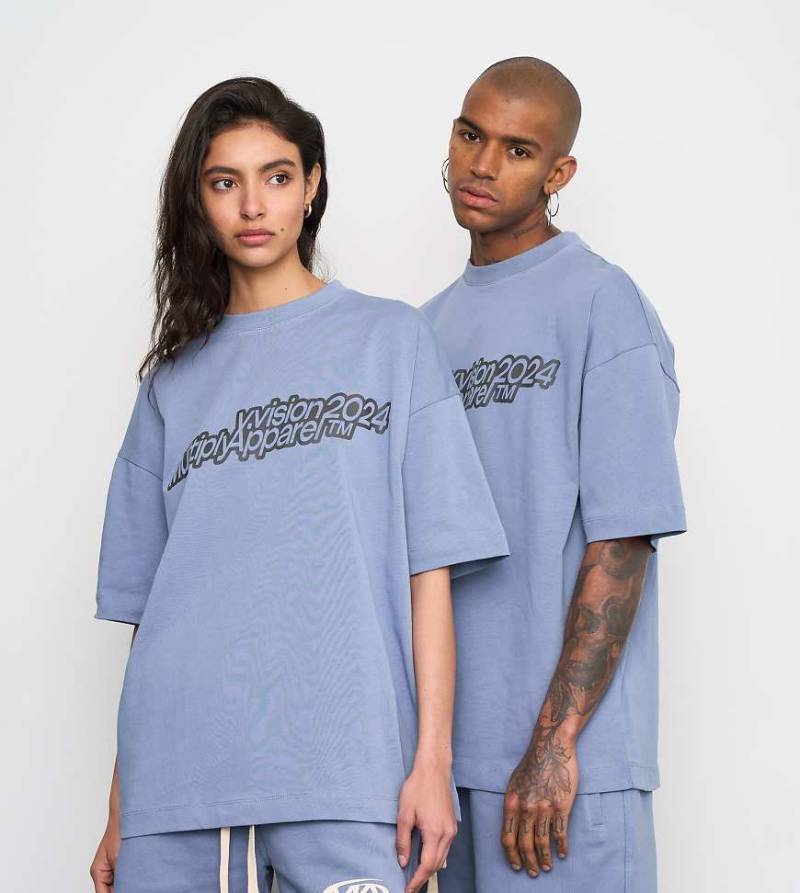 Multiply Apparel - Respect - Oversize-T-Shirt in wilder Wind-Blau von Multiply Apparel