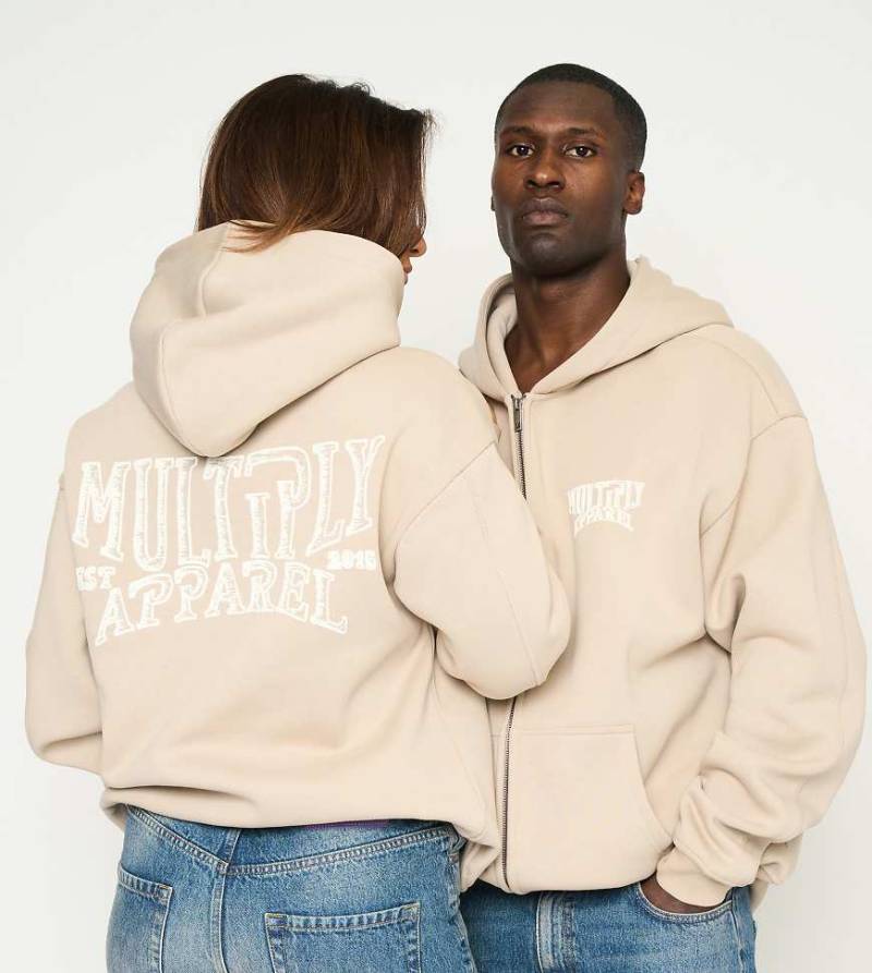 Multiply Apparel - Rise - Oversize-Kapuzenjacke in schlichtem Taupe-Neutral von Multiply Apparel