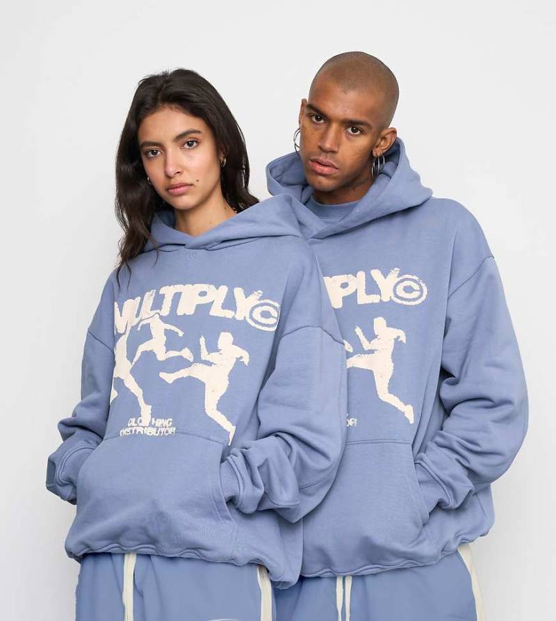 Multiply Apparel - Run - Oversize-Kapuzenpullover in wilder Wind-Blau von Multiply Apparel