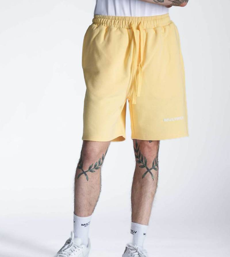 Multiply Apparel - Shorts in Golden Haze mit Multiply-Logo-Gelb von Multiply Apparel