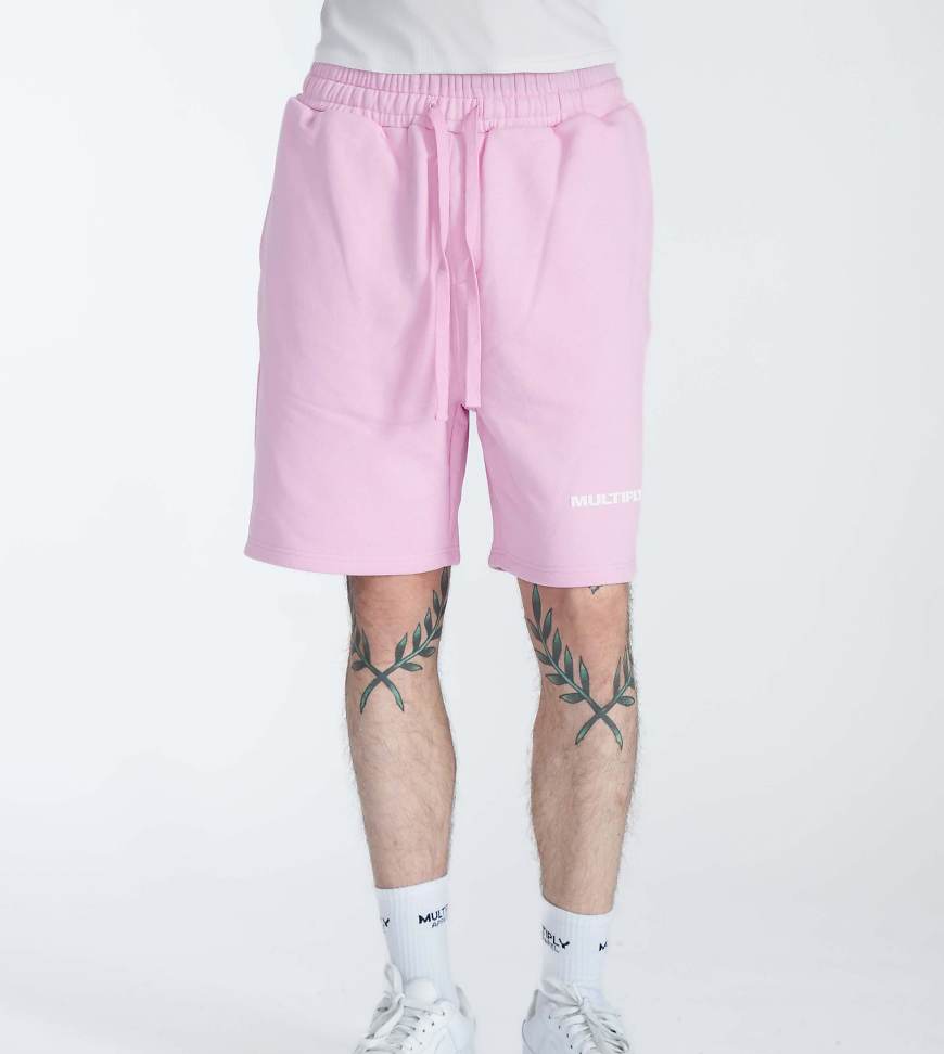 Multiply Apparel - Shorts in rosigem Lavendel mit Multiply-Logo-Rosa von Multiply Apparel