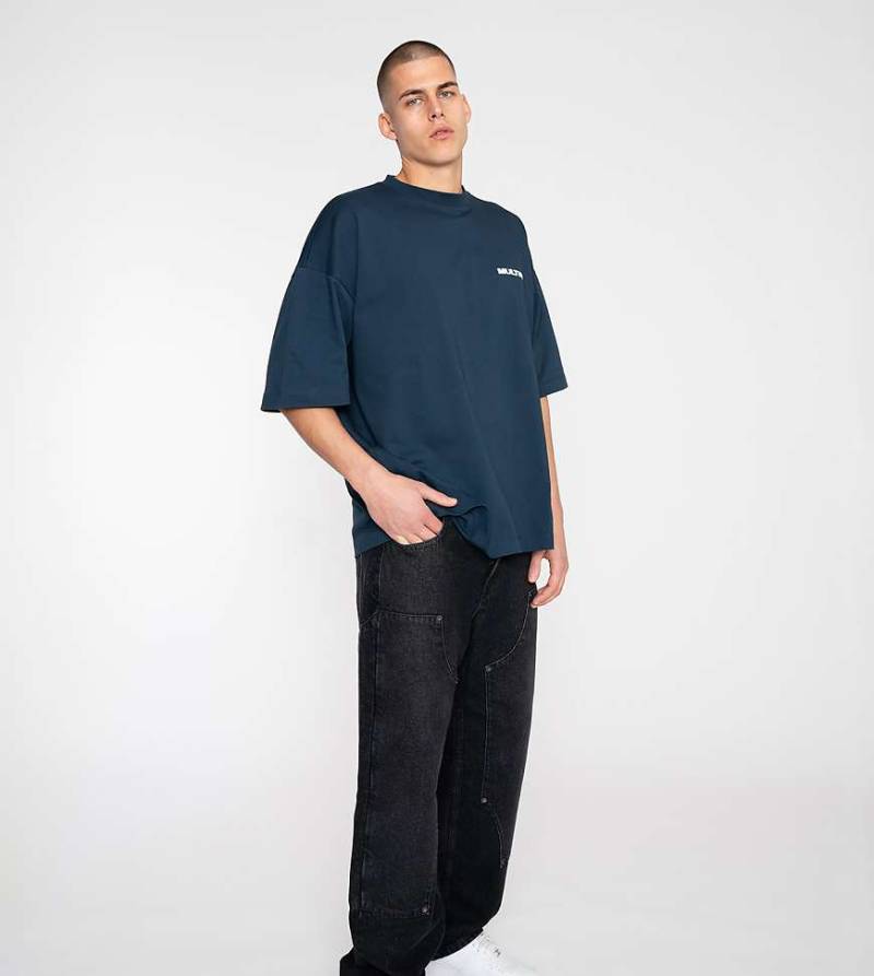 Multiply Apparel - Straight Jeans in Schwarz mit P-Einsatz von Multiply Apparel