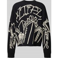 Multiply Apparel Strickpullover mit Statement-Prints in Black, Größe M von Multiply Apparel