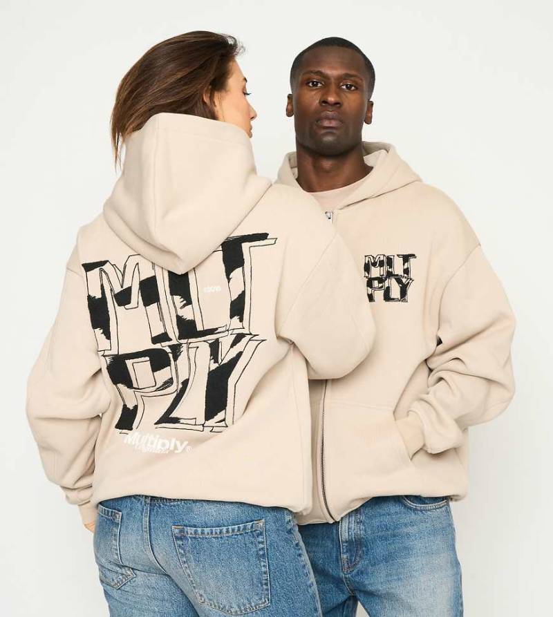 Multiply Apparel - Strong - Oversize-Kapuzenjacke in schlichtem Taupe-Neutral von Multiply Apparel