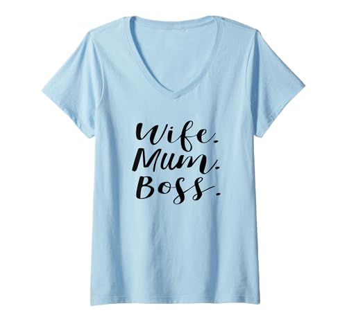 Damen Wife Mum Boss' T-Shirt | Funny Mum, Mummy T-Shirt mit V-Ausschnitt Damen Wife Mum Boss' T-Shirt | Funny Mum, Mummy T-Shirt mit V-Ausschnitt von Mum Life T-Shirts
