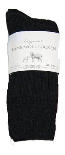 Mum 2 Paar Lammwollsocken Damen und Herren 2 Paar Lammwoll Socken schwarz, blau, grau, bunt Gr.35-46 (35-38, schwarz) von Mum Socks