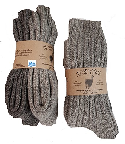 Mum Strumpfwaren 4 Paar 100% ALPAKA/WOLLE SOCKEN Damen+Herren 65% Wolle,35% Alpaka, Winterwarm Gr. 35-46 3 Farben (39-42, Hellgrau/Dunkelgrau) von Mum Strumpfwaren