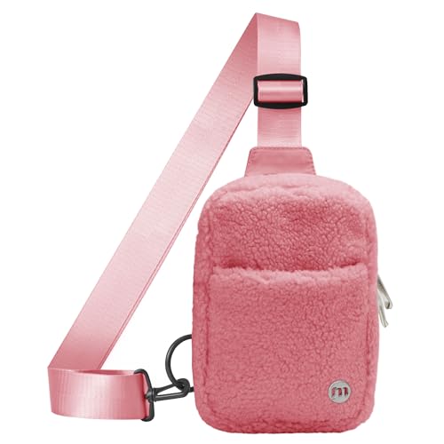 Mum's memory Kleine Crossbody-Taschen für Damen, Zwei-Wege-Reißverschlüsse, Schultertasche für Frauen, Crossbody-Bauchtasche, Taschen für Frauen, trendig, Pink - Plush Pink von Mum's memory