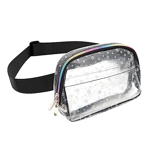 Mum's memory Transparente Bauchtasche Stadion zugelassen für Frauen wasserdicht mit verstellbarem Gurt für Sport Workout, Transparente Blume, Einheitsgröße, Transparente Tasche von Mum's memory