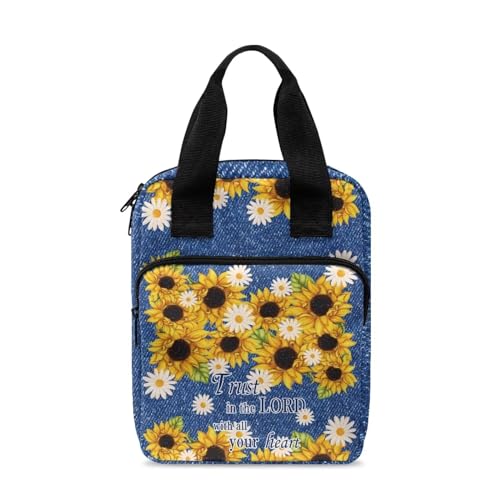 Mumeson Denim Sonnenblume Bibelhülle für Männer und Frauen, idealer Bibelschutz für Gebetsschrift, Buchschutz, staubdicht, Bibeltasche, Tragetasche, Buchtaschen mit Taschen und Stifthalter von Mumeson