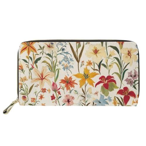 Mumeson Strapazierfähige Geldbörse, Münzbörse, tragbare Kosmetiktasche, Make-up-Tasche mit Riemen, Retro-Blumenmuster, Medium von Mumeson
