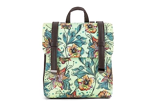 Mumka Damen Grüne Blumen Rucksack, Mehrfarbig von Mumka