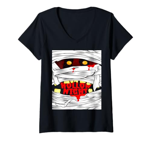 Damen Halloween-Kostüm – hohles Noght – gruseliges Halloween – Mama T-Shirt mit V-Ausschnitt Damen Halloween-Kostüm – hohles Noght – gruseliges Halloween – Mama T-Shirt mit V-Ausschnitt von Mummy Halloween Costume