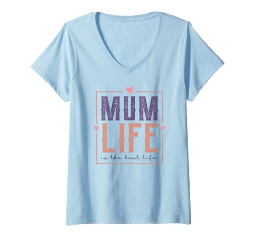 Damen Retro-Stil Mum Life is The Best Life for My Best Mum T-Shirt mit V-Ausschnitt Damen Retro-Stil Mum Life is The Best Life for My Best Mum T-Shirt mit V-Ausschnitt von Mums In The World