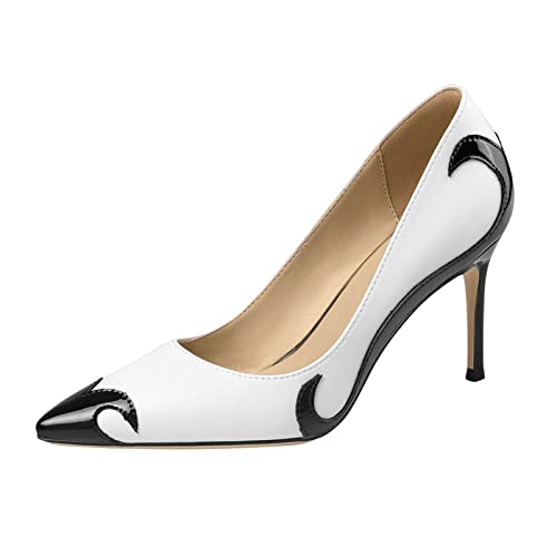 Mumuj Frauen Arbeit Tanz Stoletto Heels Spitze Zehe High Heels Leder Pumps Hochzeit Kleid Schuhe Niedlich Abend Formale Gericht Business Schuhe Party Mary Jane Schuhe Plattform Heels (Schwarz, 40) von Mumuj