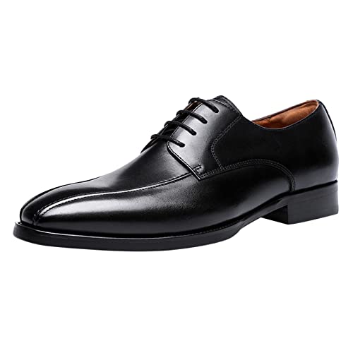 Mumuj Men Rote Rahmengenähte Schuhe Herren Braune Herrenschuhe Klassische Business-Lederschuhe Mode Retro Casual Solid Color Lace Up Lederschuhe Männer Blaue Halbschuhe Männer Anzug (Black, 42) von Mumuj