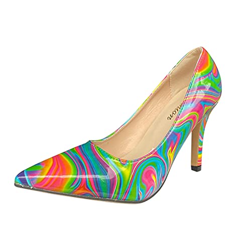 Mumuj Mode Bunte Pointed Scrawl Stiletto High Platform Heels für Damen Party Abend Tanz Drag Queen Schuhe Heels Wide Fit Sandalen Heels (Grün, 40) von Mumuj