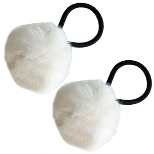 2 Pcs Bunte Haargummi Haar Seil Pompons Bunte Scrunchies Prinzessin Bei Großen Pelzigen Ball Krawatten Prinzessin Bei Großen Mädchen Haarschmuck Pompons von Mumuve