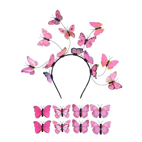 3D-Schmetterlings-Stirnband für weibliche Mädchen 2024, Festival-Kopfschmuck, Bühnenparty, Haarstyling-Zubehör, Kostüm-Haarband von Mumuve