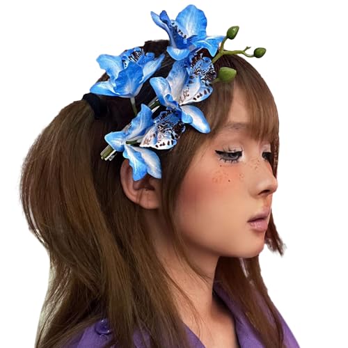 Blumen-Haarspange, Lilien, 2000er-Jahre, Japonismus, Pony, Haarspangen, Japonismus, Haarnadel, Lilien, Braut-Haarspange für Entenschnabel-Clip, florale Haarnadeln von Mumuve