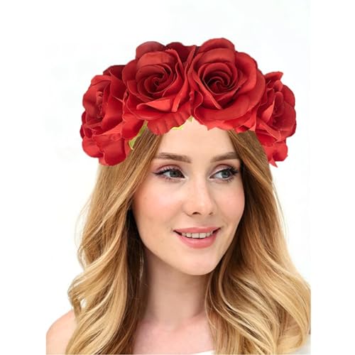 Brautdusche Blume Stirnband Frauen Hochzeit Hairhoop Rose Haarband für Mädchen Frauen Sommer Kopfschmuck Blume Stirnband von Mumuve