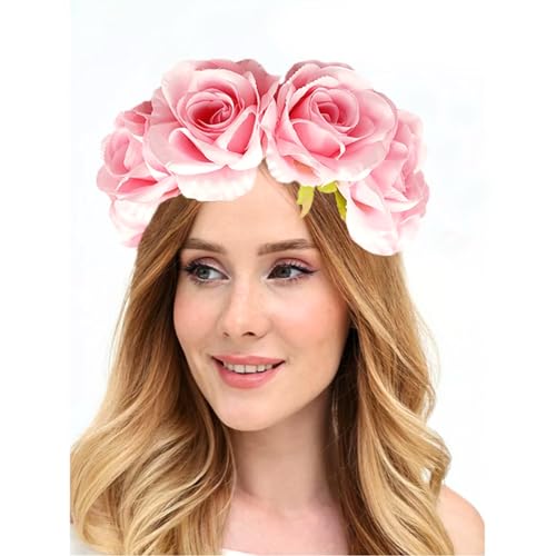 Brautdusche Blume Stirnband Frauen Hochzeit Hairhoop Rose Haarband für Mädchen Frauen Sommer Kopfschmuck Blume Stirnband von Mumuve