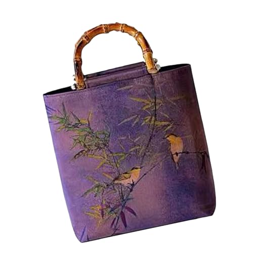 Damentasche im chinesischen Stil, Abendtasche, Geldbörse, All-Matching, kleine Handtasche, Bambus-Form, Tragegriff oben, für Party, Hochzeit, violett von Mumuve