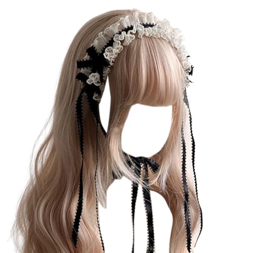 Gothic Stirnbänder Für Frauen Subkultur Stirnband Gothic Schleife Weiße Kopfbedeckung Cosplay Maid Foto Requisiten Gothic Kopfschmuck von Mumuve