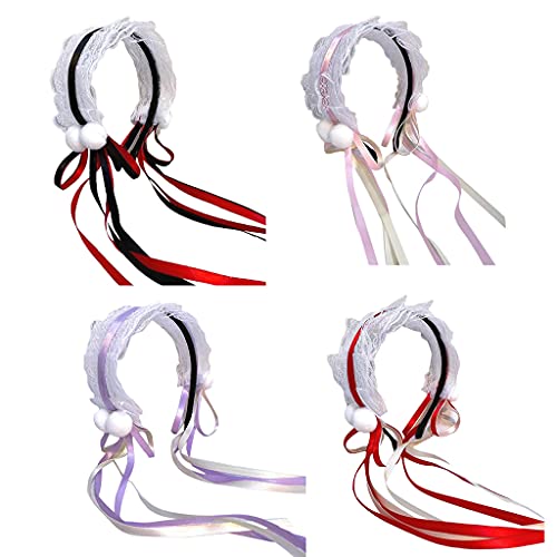 Haarband für Damen, Netz-Spitze, Kopfschmuck mit Schleife, pelziger Ball, schönes Stirnband, Dienstmädchen, Anime, Cosplay, Neuheit, Haarreif, Requisiten von Mumuve