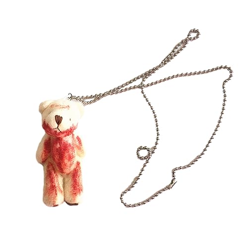 Halsketten für Frauen, Plüschbär-Ohrhaken, schönes Spielzeug, Feenbär-Ohrringe, Kaninchen-Halskette, Stofftier-Ohrringe, Winter-Weihnachtsohrringe, 50 cm, Plüsch von Mumuve