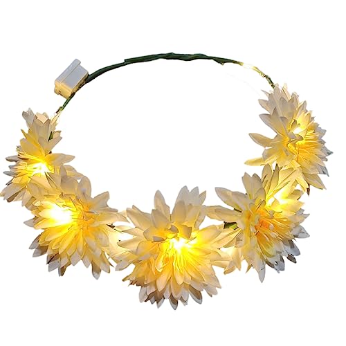 Kunstblumen-Haarband für Damen, modisch, handgefertigt, LED, leuchtende Haarreifen, Haarschmuck, bunte Blume für Hochzeit, Mädchen, Blume für Mädchen, Fotoblume von Mumuve