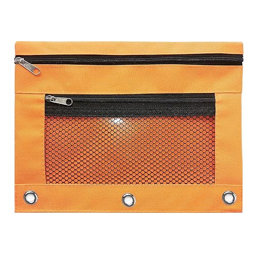 Mumuve 2 Stück Bleistift 3 Ringe, Federmäppchen Stifteetui Binder Kosmetiktasche Doppelschicht Stift Bleistift Bleistift, Orange, 27*20*2cm von Mumuve