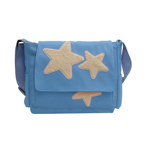 Mumuve 2023 Crossbody Umhängetasche Canvas Mode Schultaschen mit Sternmuster Große Kapazität Vielseitige Tasche, blau, As shown in the picture (error 1-3cm) von Mumuve
