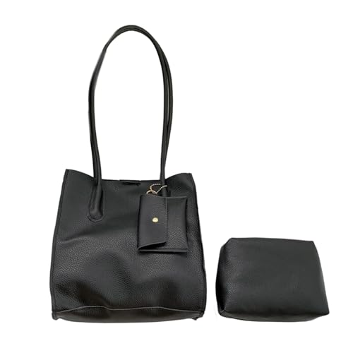 Mumuve 2023 Neue Schultertasche, PU, einfarbig, Unterarmtasche für Damen und Mädchen, Achseltasche mit kleiner Geldbörse, Einkaufstasche, Schwarz , As shown in the picture (error 1-3cm) von Mumuve