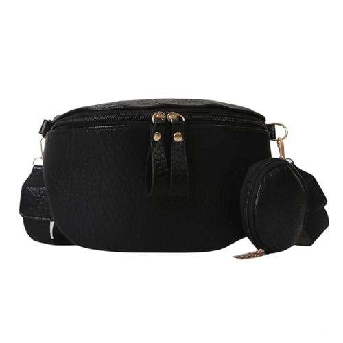 Mumuve 2023 Schultertasche, einfarbig, für Damen und Mädchen, großes Fassungsvermögen, Umhängetasche, Hüfttasche, Brusttasche, mit kleinen, Schwarz , As shown in the picture (error 1-3cm) von Mumuve