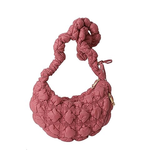 Mumuve 2023 Umhängetasche für Mädchen und Damen, plissiert, Achseltasche, Reisetasche, einfarbig, gerüscht, Crossbody, Korallenrot, As shown in the picture (error 1-3cm) von Mumuve
