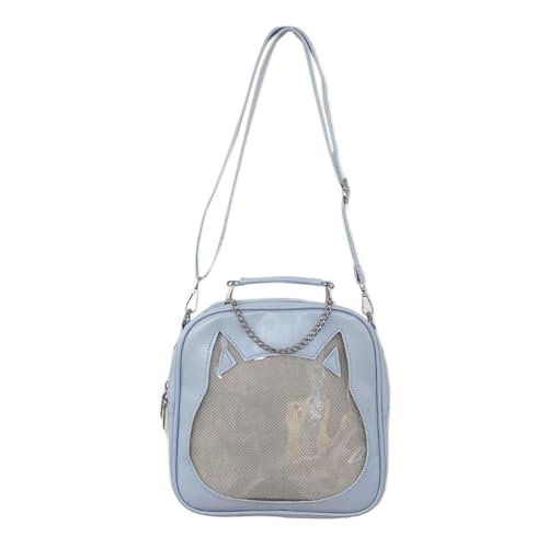 Mumuve Cat PU Geldbörse Stilvolle Uniform Umhängetasche mit transparentem Fenster für Anime Pins Display &, blau, 25*25*8cm von Mumuve