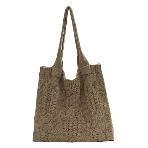 Mumuve Damen Baumwolle Stricktasche Hohl Mesh für den täglichen Gebrauch Reise Schulter, khaki, As shown in the picture (error 1-3cm) von Mumuve