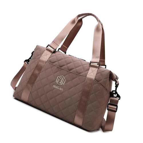 Mumuve Damen-Reisetasche mit großem Fassungsvermögen, für kurze Reisen, mit einfacher Befestigung am Koffergriff, Fitnessstudio, Kaffeebraun, As shown in the picture (error 1-3cm) von Mumuve