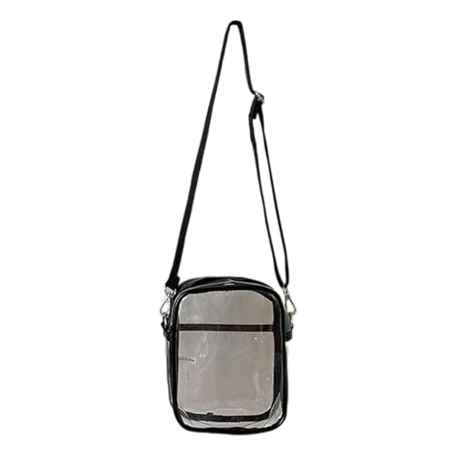 Mumuve Damen-Umhängetasche aus PVC, transparent, Stadiongenehmigung, Kuriertasche, lässige Handy-Tasche für den täglichen Gebrauch, Schwarz , As shown in the picture (1-3cm error) von Mumuve