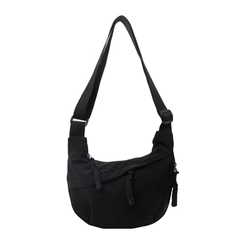 Mumuve Damen-Umhängetasche mit großem Fassungsvermögen, einfarbig, Kuriertasche, lässige Umhängetasche für Uni, Schwarz , As shown in the picture (1-3cm error) von Mumuve