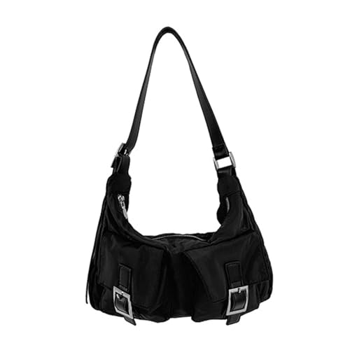 Mumuve Damentasche Koreanische Stile Schultertasche Nylon Handtasche Achseltasche Mode Unterarmtasche Shopping Dating Tasche für Reisen, Schwarz , As shown in the picture (1-3cm error) von Mumuve
