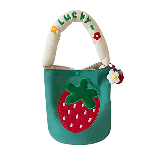 Mumuve Einkaufstasche für Damen, Cartoon-Design, Eimertasche, Studenten-Mittagessen, dunkelgrün, 4.68 in x 4.68 in von Mumuve