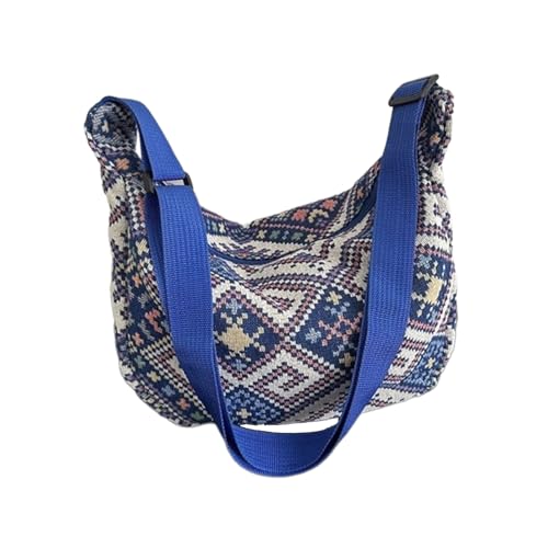 Mumuve Ethnische Knödeltasche für Freizeit und Retro-Schultertrage, einzigartige Form mit Anhänger, blau, 29.5*27*8cm (error 1-3cm) von Mumuve