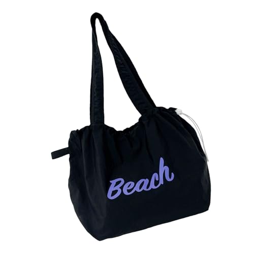 Mumuve Große Kapazität Achseltasche für Frauen Mädchen Kordelzug Schultertasche Schüler Schultasche Einkaufstasche Brief Unterarm, Schwarz , As shown in the picture (1-3cm error) von Mumuve