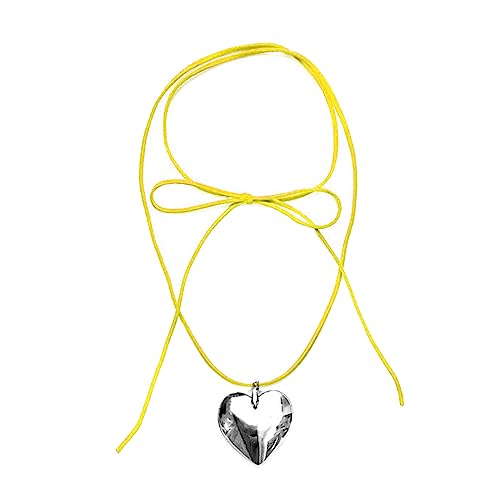 Mumuve Halsketten für Frauen, Gothic-Herz-Halskette, Anhänger, Charm-Halskette für Frauen und Mädchen, verstellbares Seilhalsband, modisches Schmuckgeschenk, 43 cm, Glas/glasiert von Mumuve