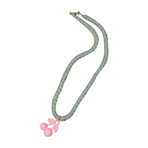 Mumuve Halsketten für Frauen, bunte Glasperlen-Halskette für Frauen, einzigartiger Kirsch-Anhänger, Schlüsselbeinkette, süße Dopamin-Halskette, Schmuck-Ornament, As shown in the picture, Glas + Acryl von Mumuve