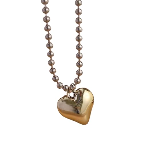 Mumuve Halsketten für Frauen, elegante Halskette in Liebesform, Herzanhänger, Schlüsselbeinkette, französischer Stil, Schlüsselbeinkette, Zubehör für Frauen und Mädchen, 40 cm, CCB von Mumuve